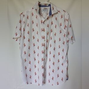 Crown & Ivy Mens Shirt Size L Color White With Ladies Dancing Design